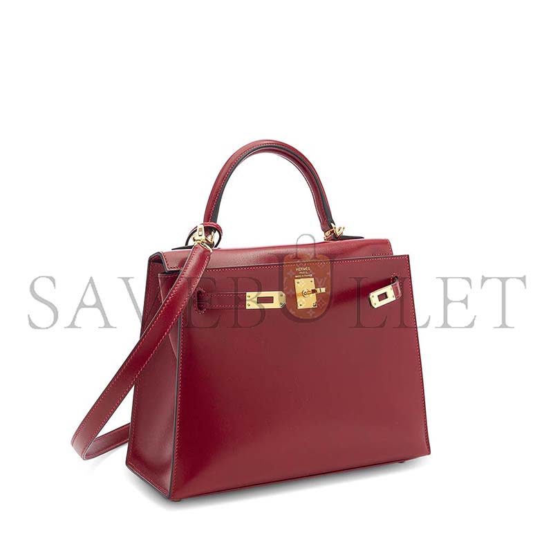 HERMÈS A ROUGE H CALF BOX LEATHER KELLY 25 WITH GOLD HARDWARE (25*17*7cm)